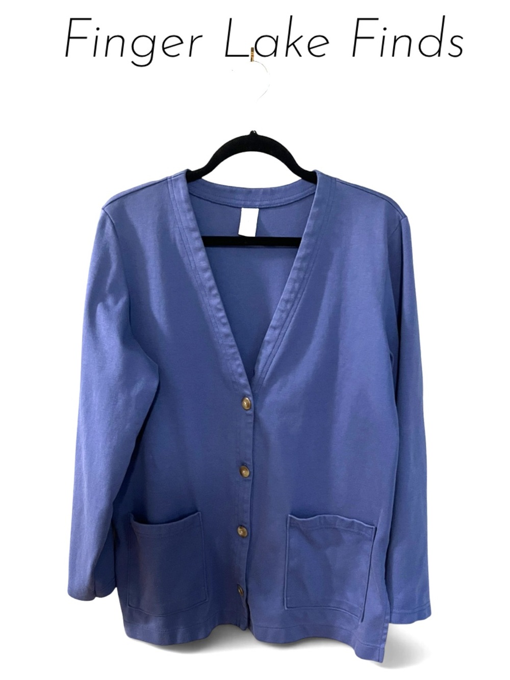 Lands End Blue Cotton Button Front Jacket, M